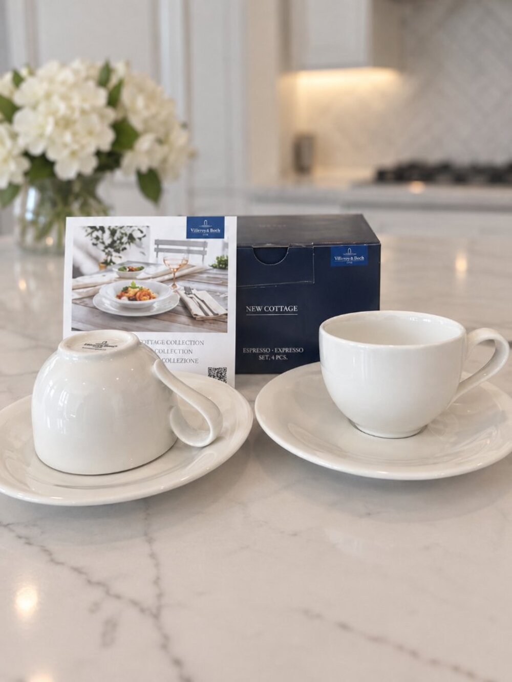 Villeroy & Boch New Cottage Espresso Cups & Saucers 4 Pc Set NIB